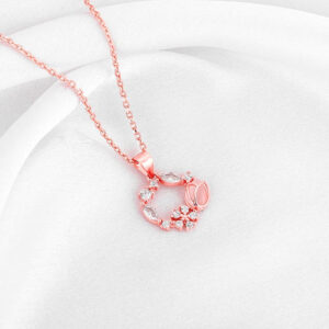 Rose Gold Drop Wreath Pendant With Link Chain - Image 3